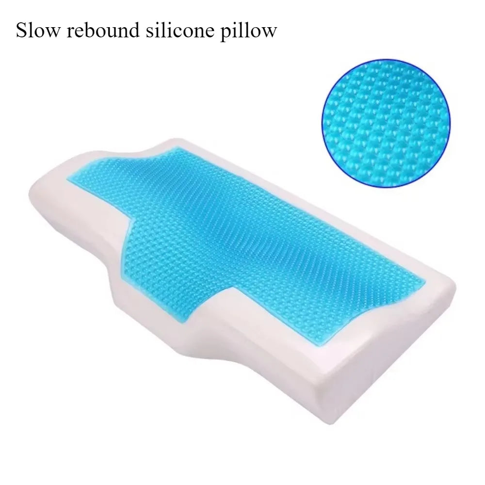 2025 Cooling Gel Memory Foam Pillow Summer Ice Silk Butterfly Shape Slow Rebound Pillow for Neck Pain Relief