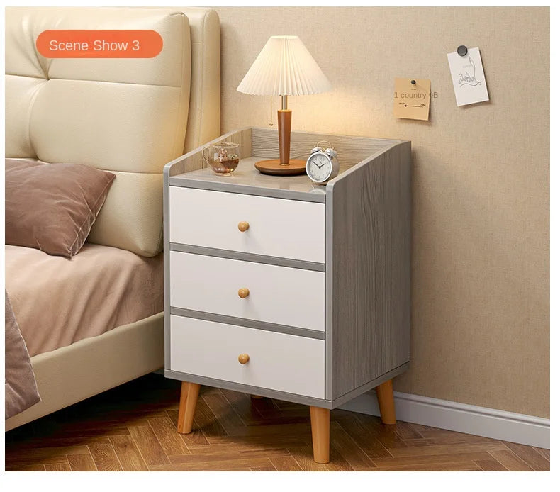 Wuli House Bedside Cabinet – Solid Wood Storage Nightstand