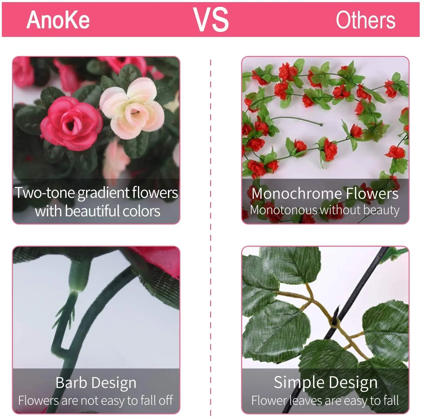 6Pcs Fake Rose Vine Flowers Artificial Flower Home Hotel Wedding Party Garden Art Decor Garden DIY Arrangement Decoration Purple