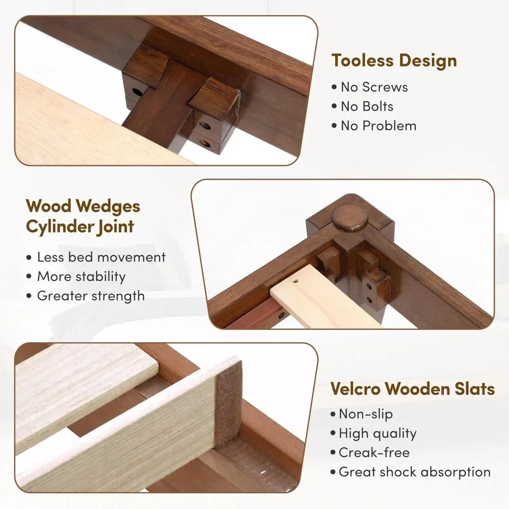 King Size Solid Wood Platform Bed Frame – Japanese Joinery Design
