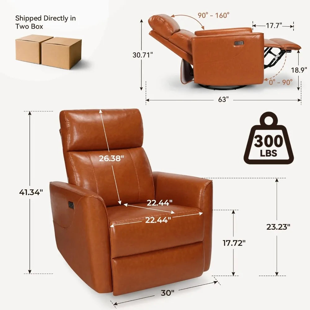 Power Recliner Chair, Swivel Recliner Chair for Adults, Glider Recliner Nursery Chair with Massage and Heat