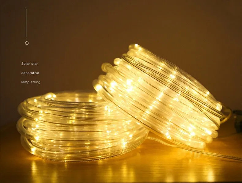 LED Solar Strip Rope Tube Fairy Light Solar Powered Garland String Light Christmas Decor for Outdoor Garden Lawn Tree Yard Fence