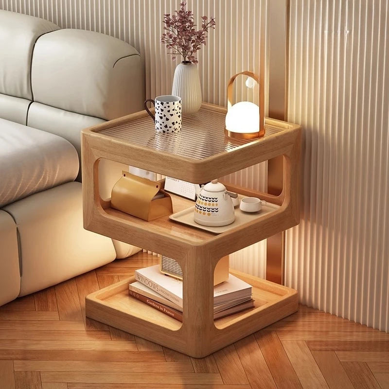 All solid wood bedside table Modern simple bedside table A few light luxury high-end home bedroom bedside storage table