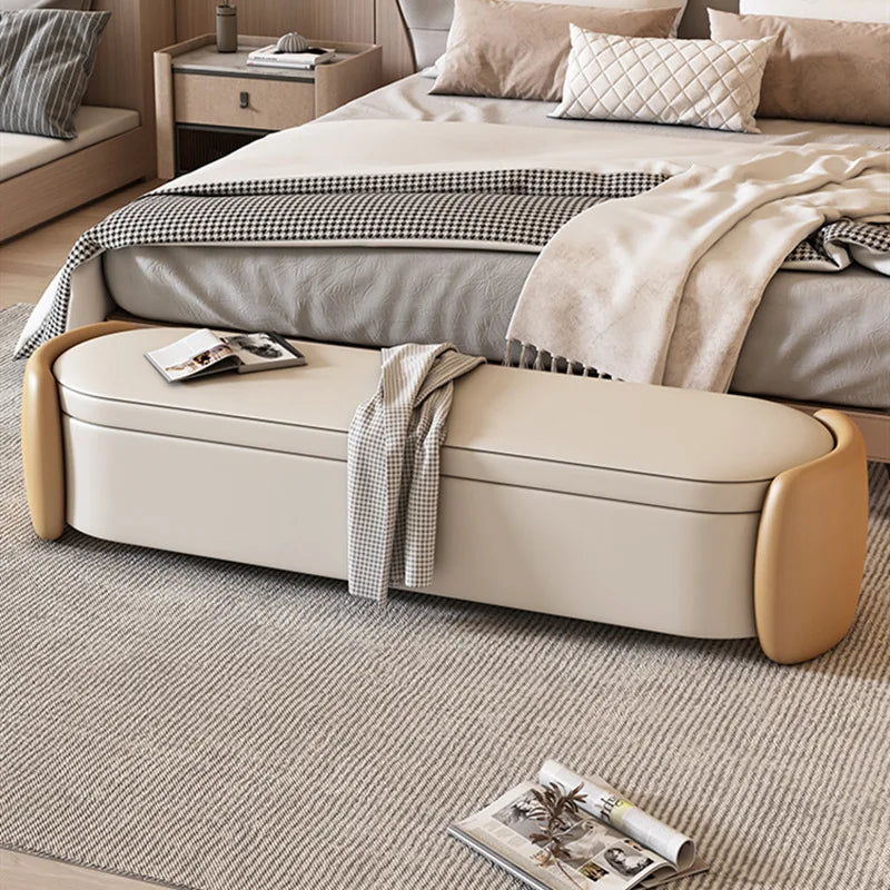 Modern Faux Leather Storage Ottoman Bench – Upholstered End-of-Bed Seat