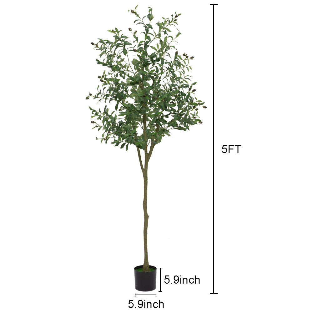 Artificial Olive Tree Faux Olive Tree 5ft/6ft/7ft Tall Artificial Tree Indoor Outdoor Potted Artificial Plants for Home Office