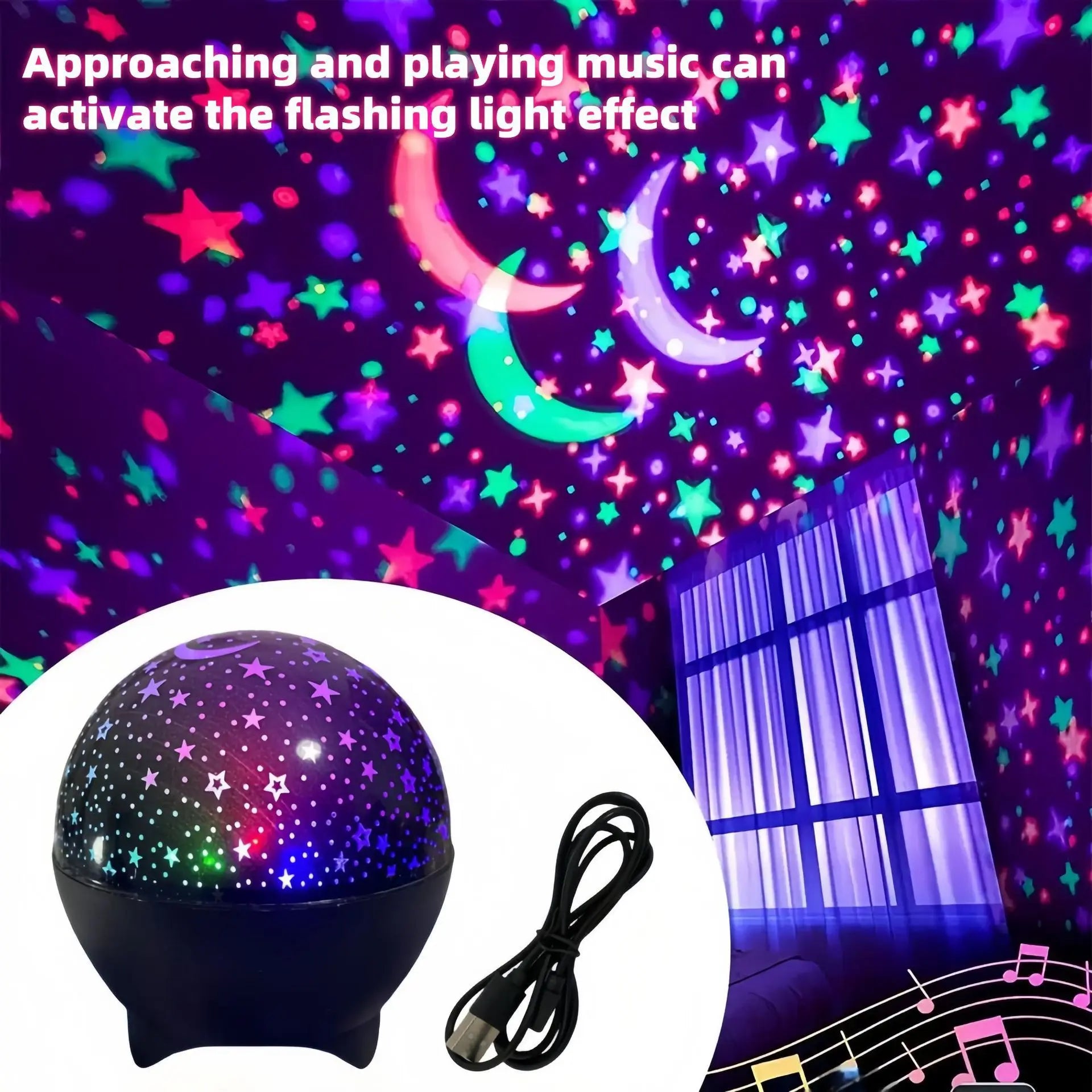LED Starry Sky Projector Light Stars and Moon Projection 7 Modes Night Light USB Powered for Kids Room Party Decor Holiday Gifts