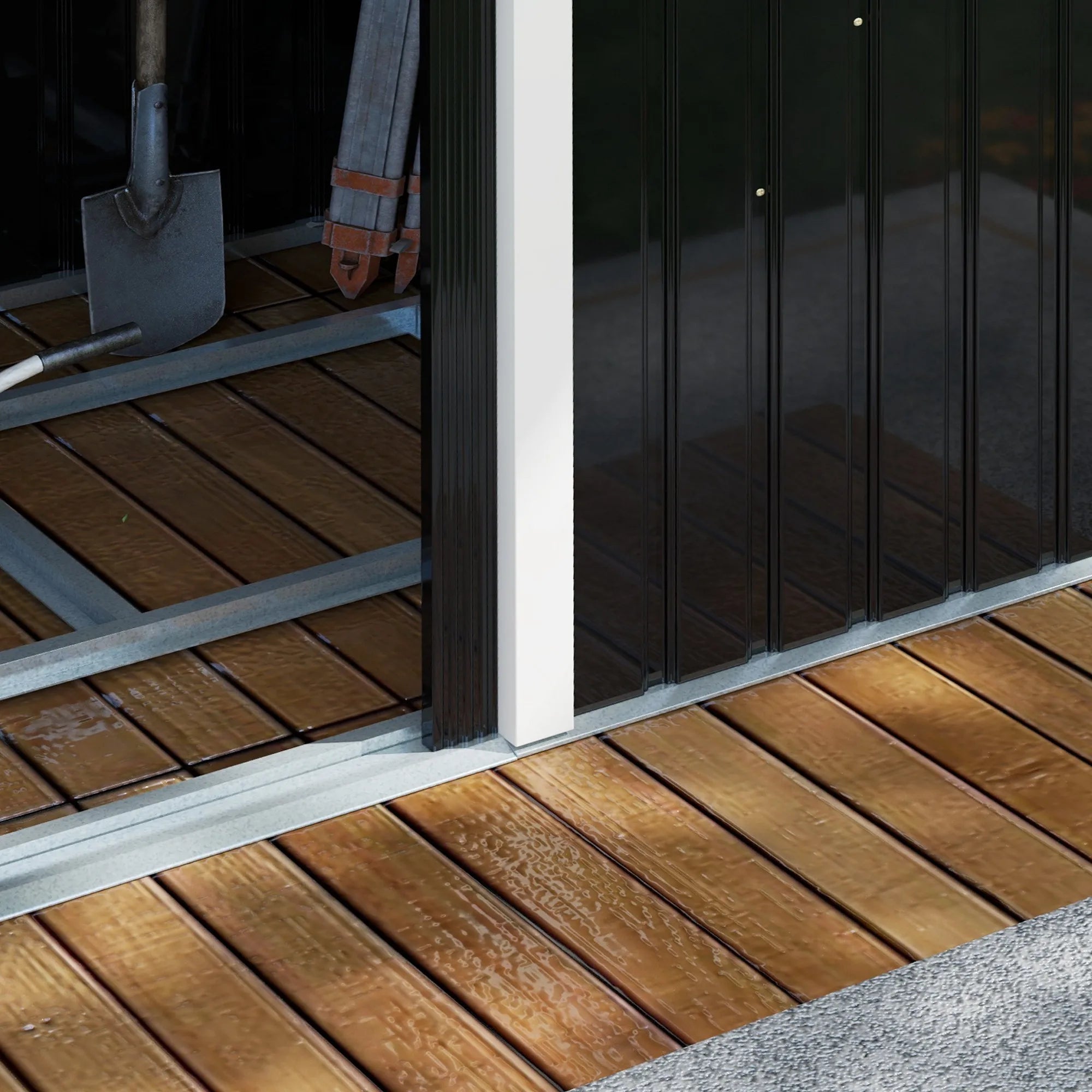 9' X 4' Metal Outdoor Storage Shed with Lockable Doors, Gray