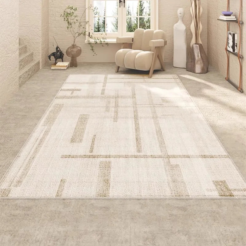 VIKAMA Summer Cool Cream Style Premium Rug Living Room Sofa Bedroom Floor Mat Bedside Rug Stain Resistant Home Decoration