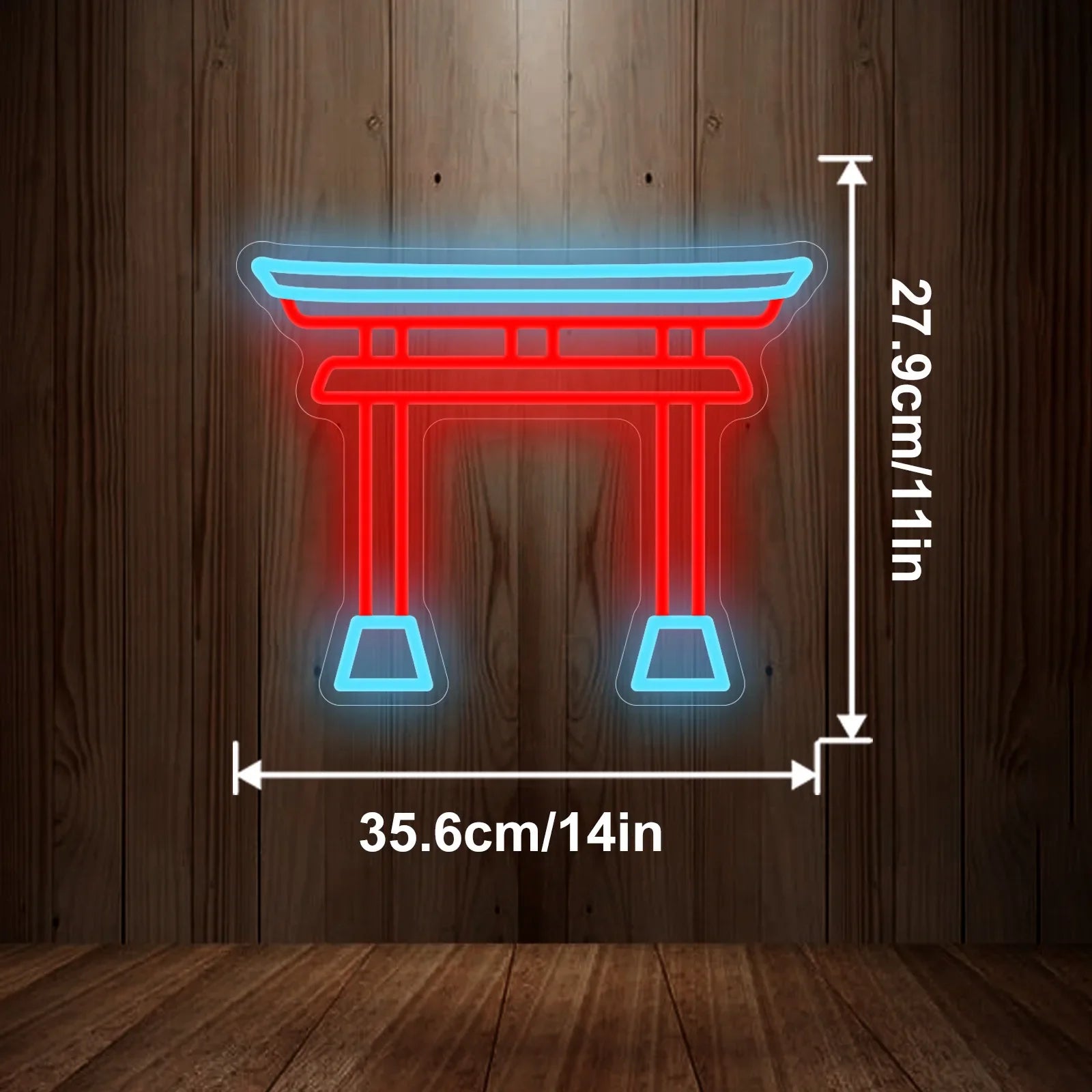 USB Dimmable Japanese Torii Gate Neon Sign with Remote Control Red Blue LED Light for Home Bar Zen Decor Anime Wall Art Gift