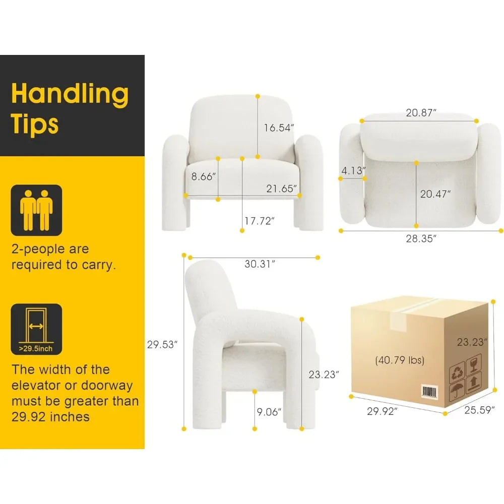 Modern Teddy Sherpa Accent Chair – Fluffy Upholstered Cozy Reading Armchair