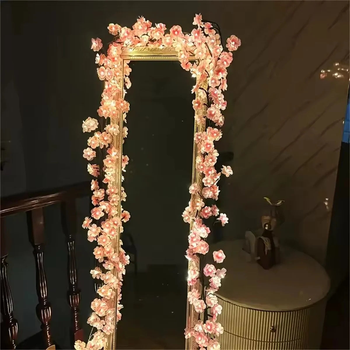 72/96 LED USB cherry blossom vine string lights with 8-mode DIY plastic flower theme for parties weddings outdoor decoration