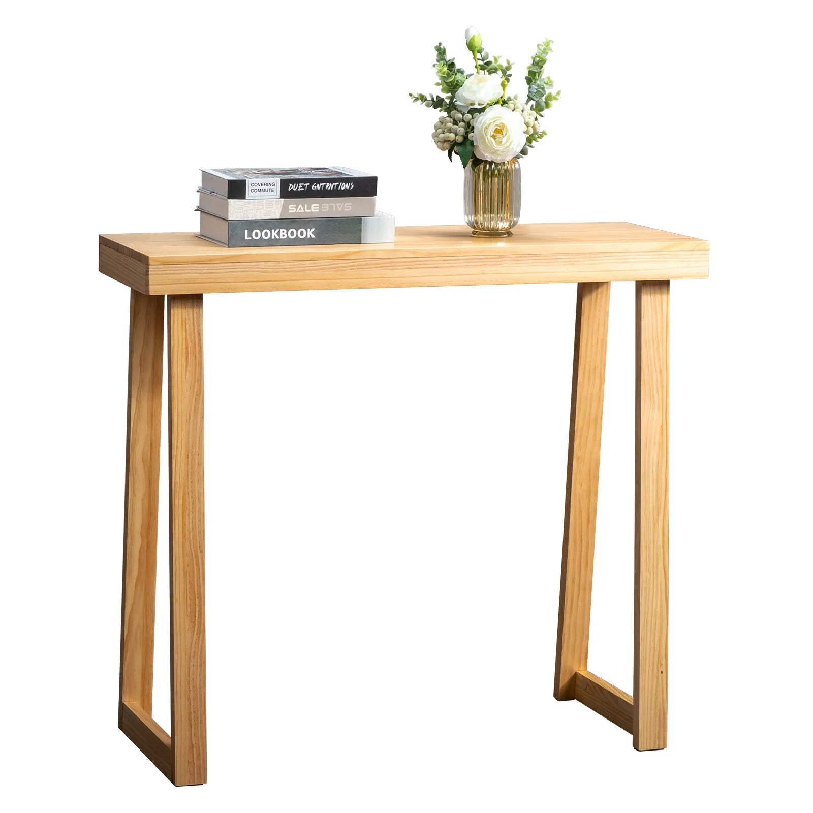 Console Table Entryway for Hallway Behind Couch Sofa for Living Room Blonde