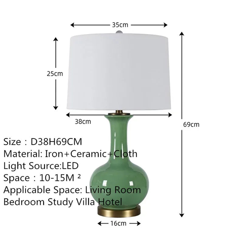Contemporary Luxury Ceramic Table Lamp LEDAmerican Retro Creativity Living Room Bedroom Study Villa Hotel Bedside Desk Light