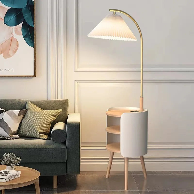 Scandinavian Luxury  with Side Table Round Nightstand for Living Room Sofa Bedside Lighting Room Decoration Light Floor Lamp LED