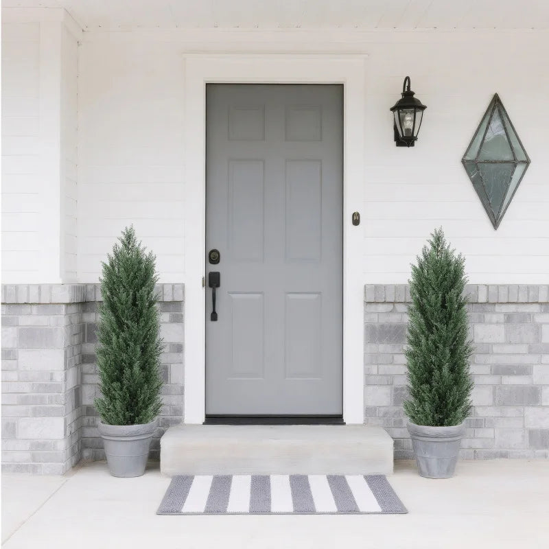 120Cm Artificial Green Pine Cypress Tree Realistic Plastic Faux Plant For Indoor And Outdoor Decoration 2Pcs/Set