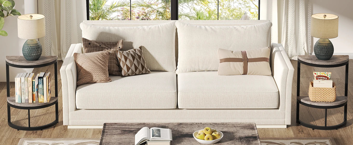 Tribesigns End Table Semi Circle, Small Half Round Side Table with Storage Shelf, Accent Table Slim C Table for Sofa Couch