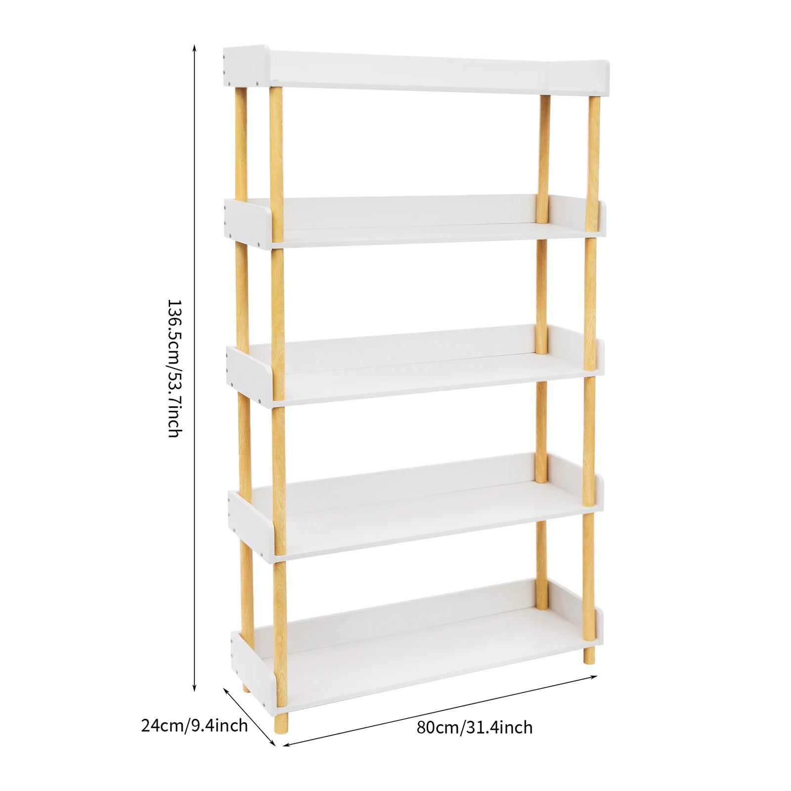 5-Layer Wooden Bookshelf – Modern High Display Bookcase