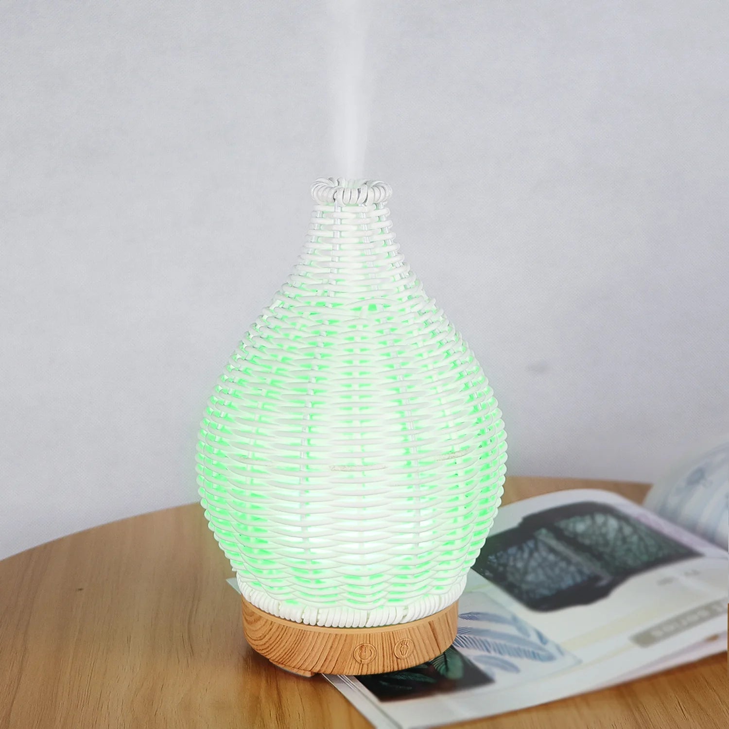 Wood Weave Vase Humidifier Aromatherapy Household Vase Air Humidifier Ultrasonic Mute Colorful Humidifier Spray Instrumen