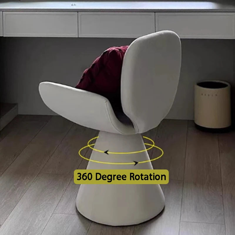 Nordic Solid Wood Swivel Accent Chair – Portable Armchair with Backrest