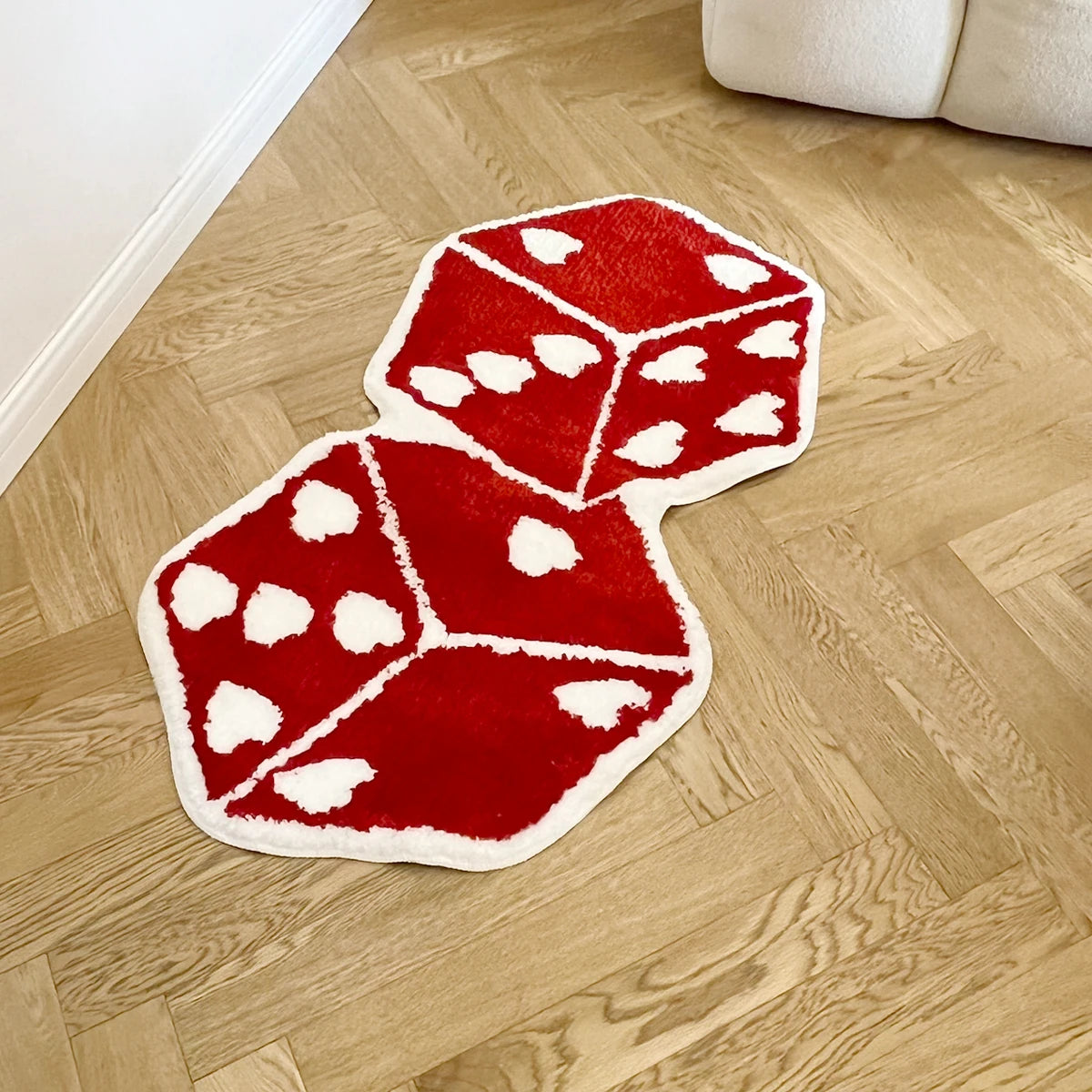 Red Dice Bedroom Tufted Rug Living Room Carpet Washable Cheerful Bedside Mat Soft Floor Pad Doormat Aesthetic Home Room Decor