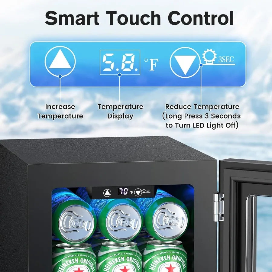 24 Cans Beverage Refrigerator Cooler Mini Fridge Countertop Drink Cooler for Soda Canned Beer Adjustable Digital Temperature Co