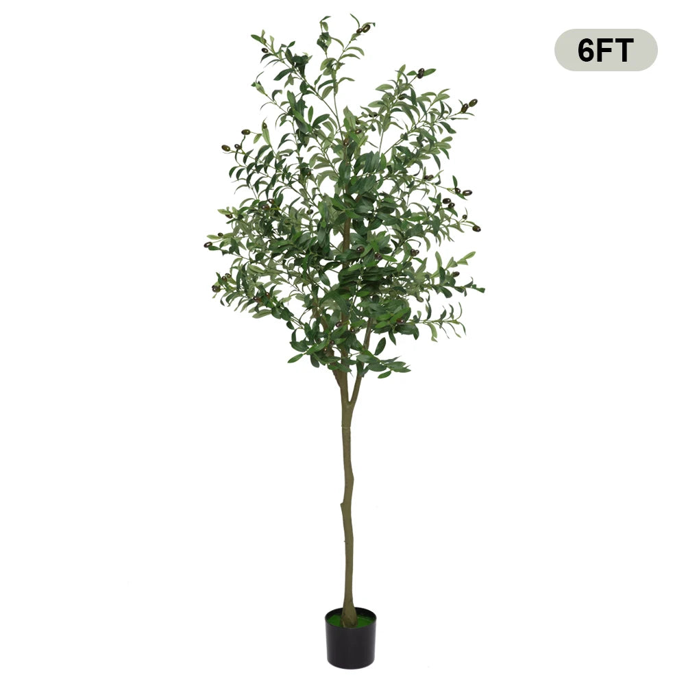 Artificial Olive Tree Faux Olive Tree 5ft/6ft/7ft Tall Artificial Tree Indoor Outdoor Potted Artificial Plants for Home Office