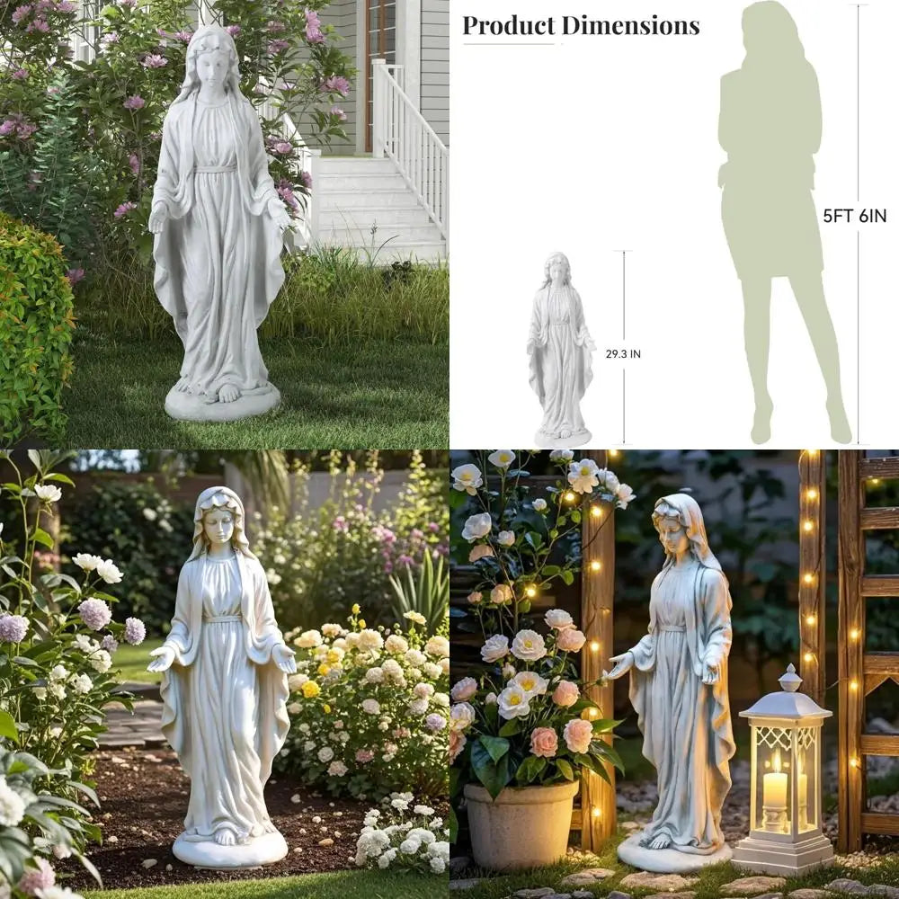 Outdoor Religious Statues: 29.3 Inch Virgin Mary Garden Decor, Catholic Mother Mary Yard Patio Deck Home Blessing