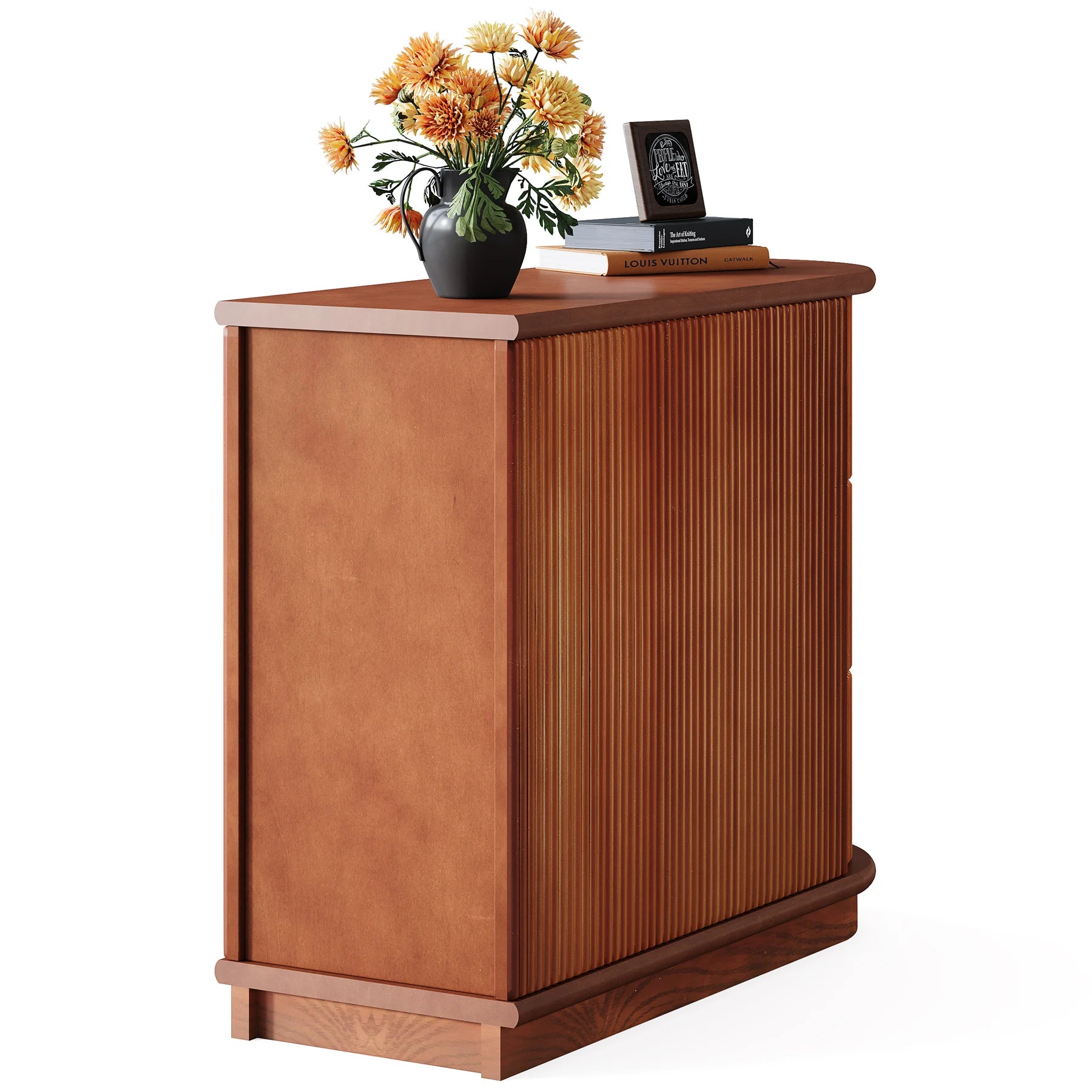 Tribesigns Solid Wood End Table, 3-Drawer Modern Sofa Side Table, No Assembly Required, Narrow Chair Side Table Slim Nightstand