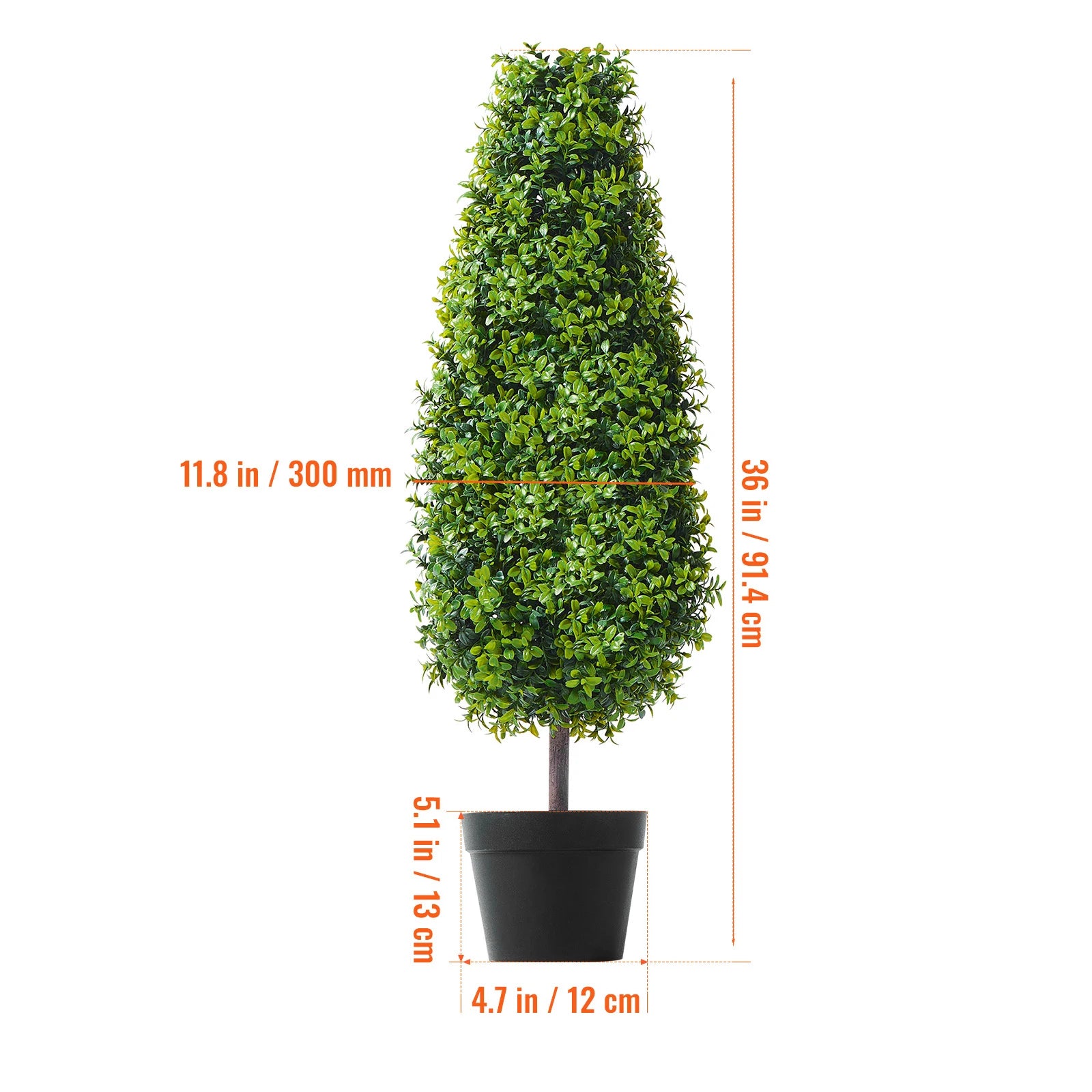 SucceBuy Artificial Boxwood Topiary Tree Faux Plant w/ Extra Leaves Pot Small Decoration UV Rated Set for Home Decor Indoor