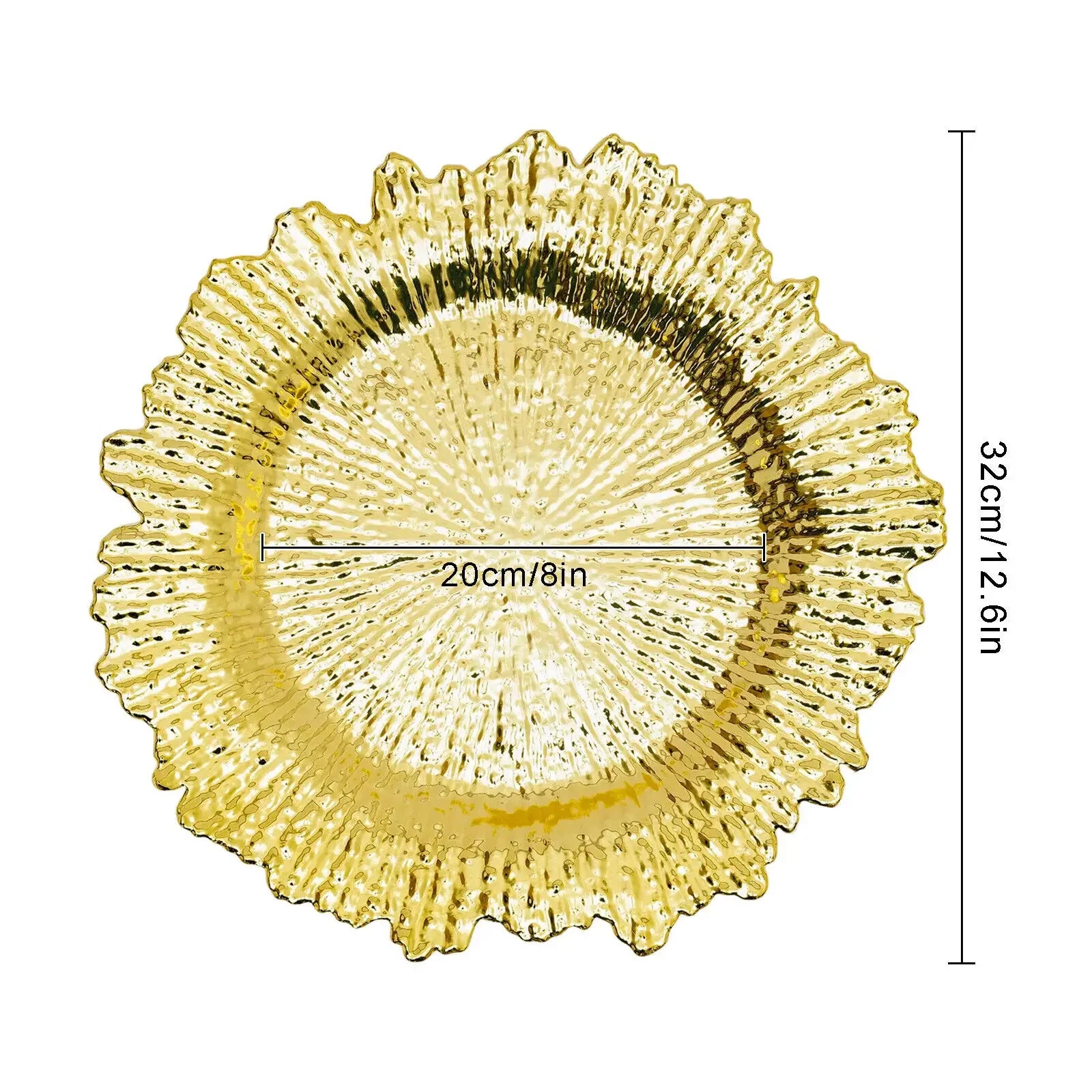 24PCS Gold Charger Plates – Round Reef Design Decorative Table Setting Plates