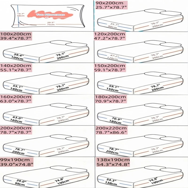 3pcs Printing ultra-fine fiber Fitted Bed Sheet Pillowcase Set Skin Friendly Breathable Queen size bed sheet Mattress Cover