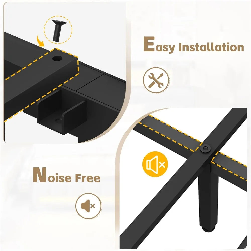 Queen Upholstered Bed Frame with Storage Bookcase Headboard & LED Lights – USB Charging Station