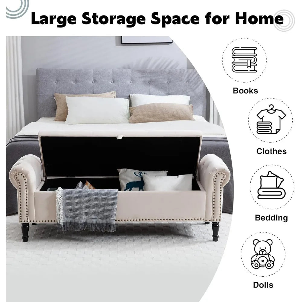 End-of-Bed Storage Bench – 67″ King Size Bedroom Bench