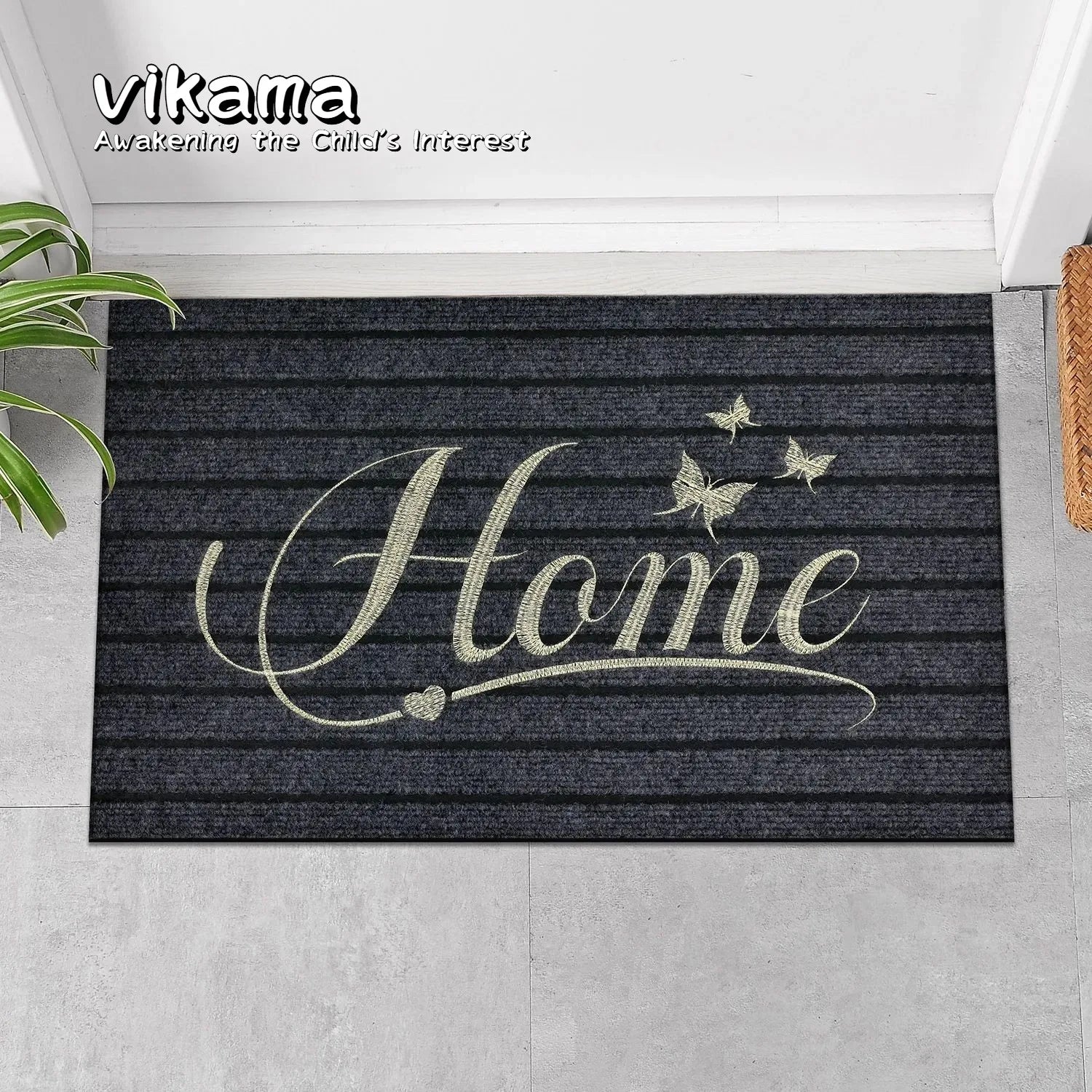 VIKAMA High-Quality Minimalist Alphabet Doormat Non-Slip Rug, Suitable for Kitchens, Bathrooms, and Entrances