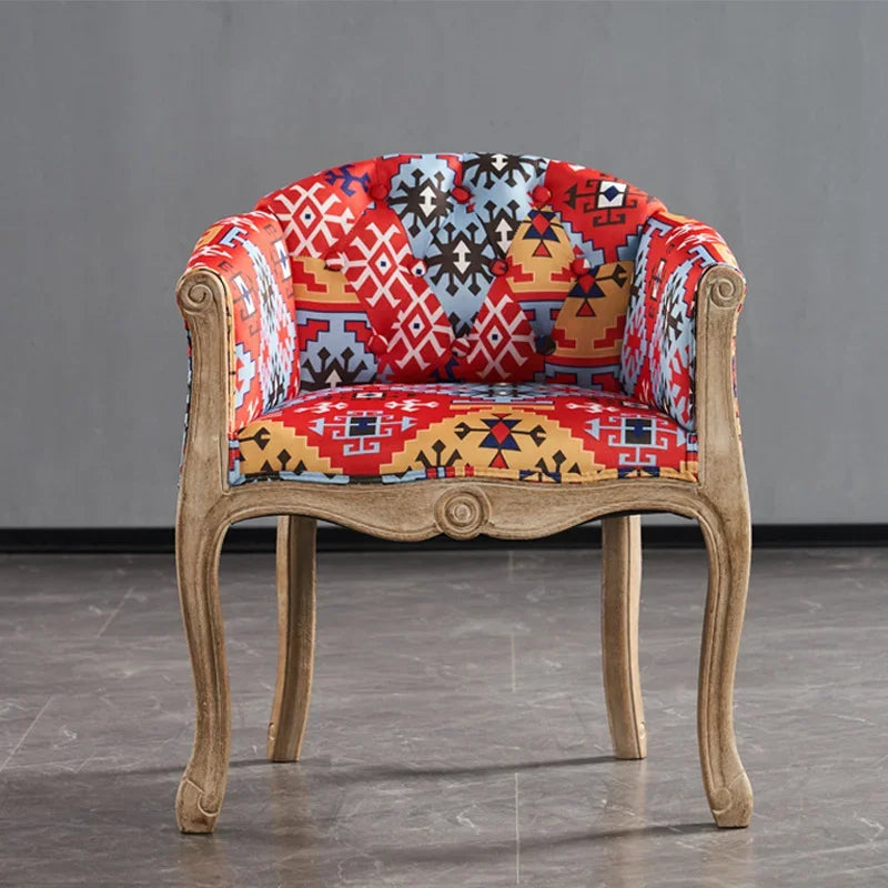 European Solid Wood Leisure Sofa Chair – Antique-Style Accent Armchair