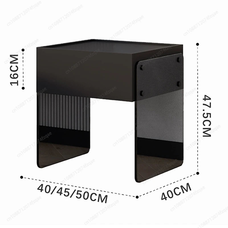 Italian Design Bedside Cabinet with Tempered Glass and Silent Drawer Organizer for Home Bedroom Furniture Eco Friendly Material