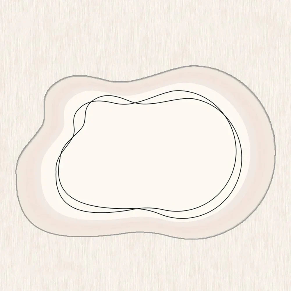 VIKAMA Minimalist Line Design Faux Wool Rug - Ultra-Thin, Stain-Resistant, Non-Slip Carpet for Bedside & Living Room, Soft Mat