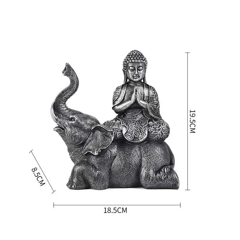 Elephant Buddha Statue Thailand Buda Resin Huddhism Figurines Fengshui Hindu Sitting Buddha Figurine Living Room Home Decor Gift