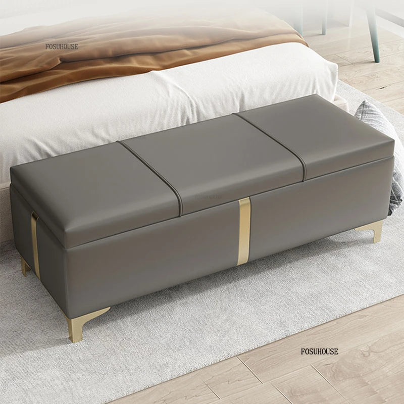 Nordic Shoe Changing Stool – European Style Storage Bench Ottoman