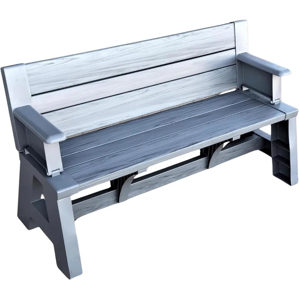 Gen 1 2-in-1 Outdoor Convertible Bench to Picnic Table | Space-Saving, Weather-Resistant Patio Furniture for Yard, Deck, Garden