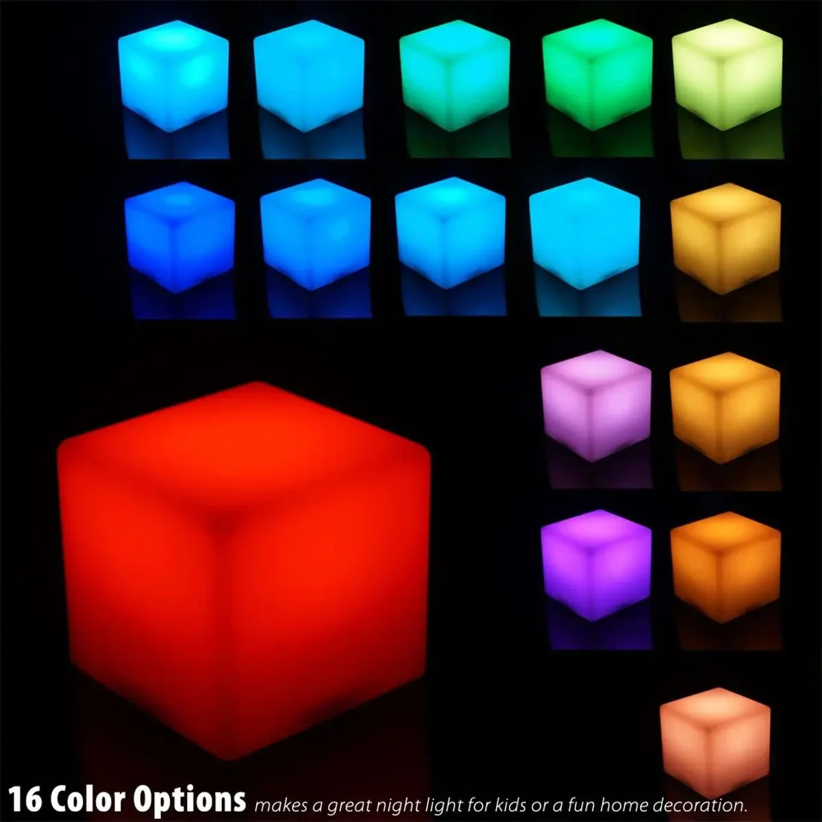 16 Colors LED Cube Night Light Creative Square Indoor Decorative Lamp RGB Desk Light for Children Bedroom Table Lamp Christmas