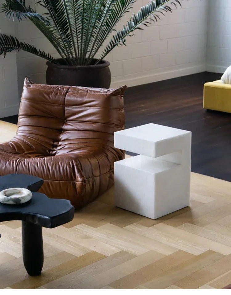 37x37x50CM Rosso Levanto Travertine Vintage Marble Side Table Nighstand Handmade Solid Natural Stone Coffee Table Desk