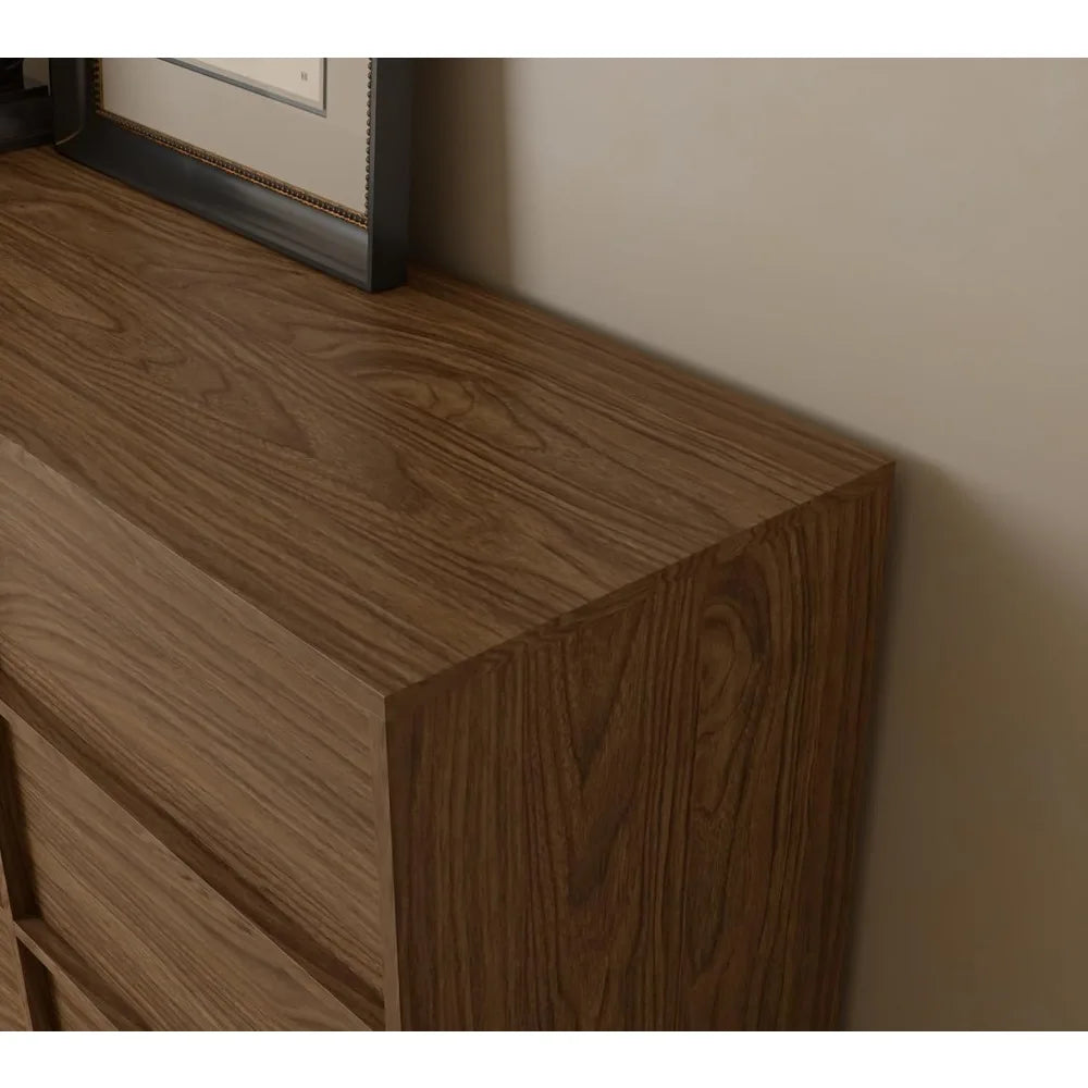 9 Walnut Drawer Dressers, Large Dresser Organizer for Bedroom, Wooden Long Dressers & Storage Chests of Drawers, Modern Wide Dre