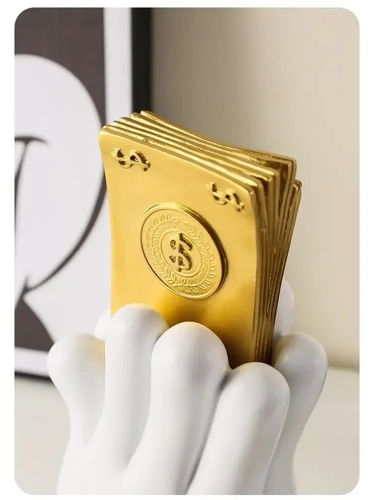 Aesthetic Hand Figurines Worship Money Creative Resin Sculpture Art Hand Statue Luxury Livingroom Decoration Desk Accessories