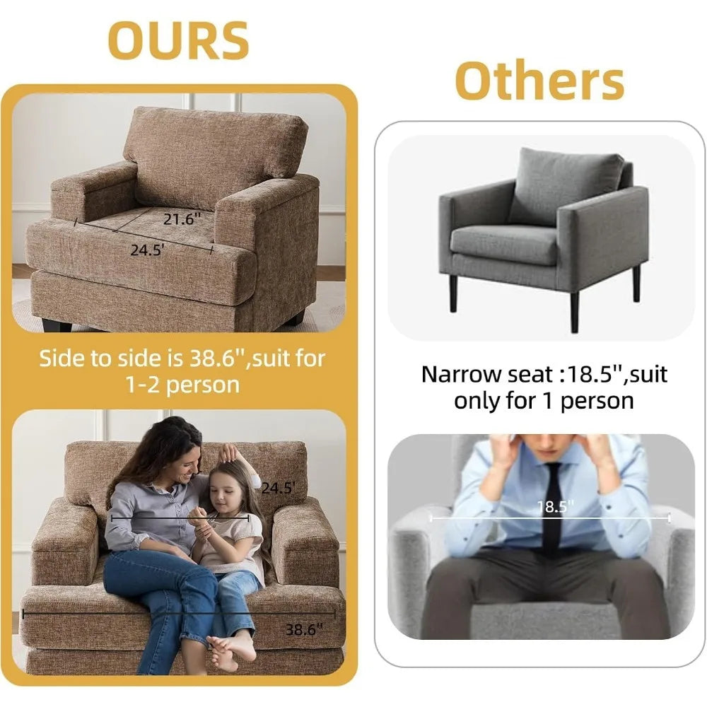 Oversized Accent Chairs – Set of 2 Upholstered Living Room Armchairs