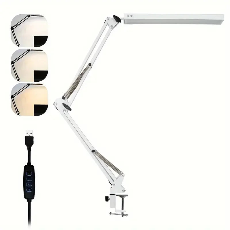 3 Light Colors LED Desk Lamp Study Table Light Eye Protection Office Bedroom Lighting  Adjustable Folding Table Lamp with USB