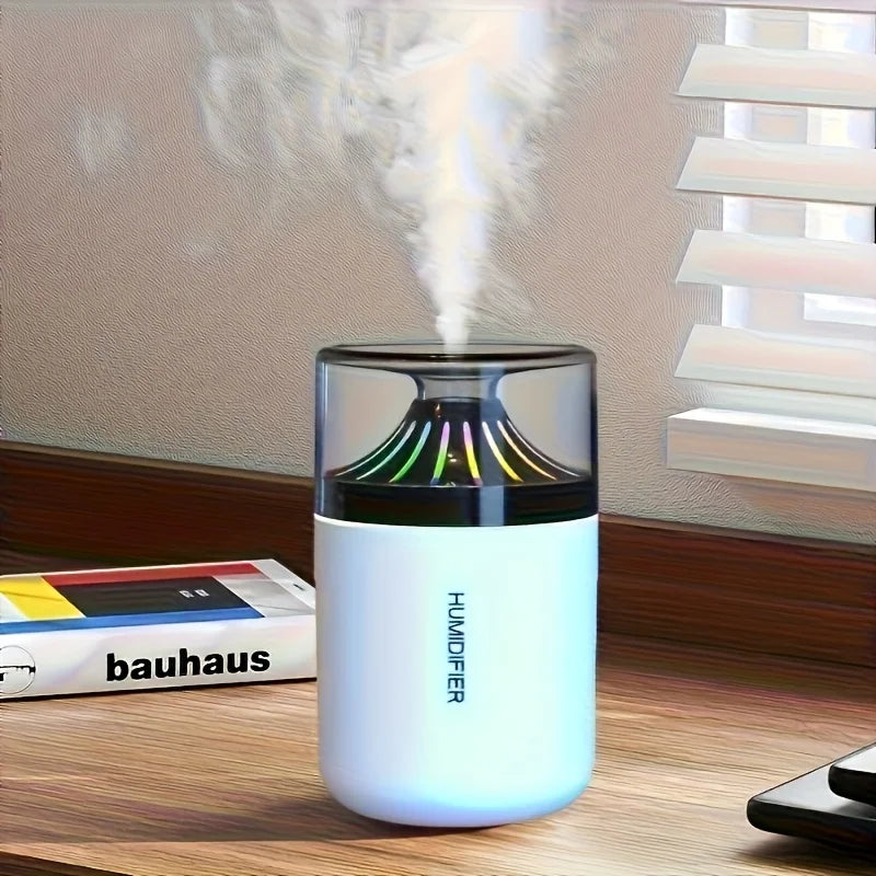 Mini portable car humidifier with large fog volume, colorful night light, with a high-end feel for home bedroom desktop