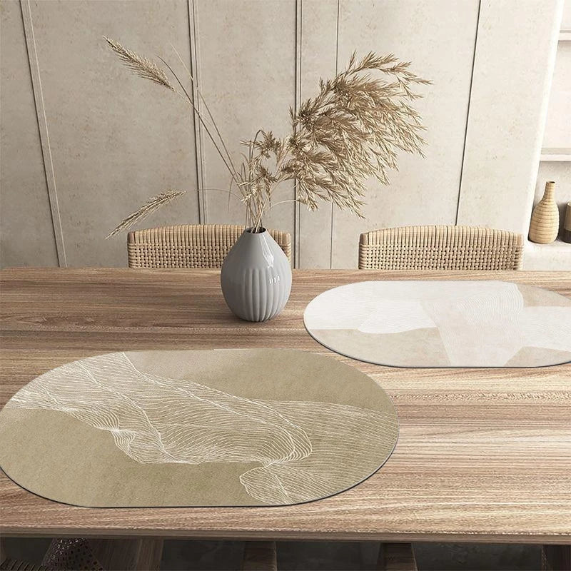 Oval Kitchen Placemats Faux Leather Table Coffee Mats Oil-Proof Waterproof Kitchen Place Mats Dining Home Kitchen Table Decor