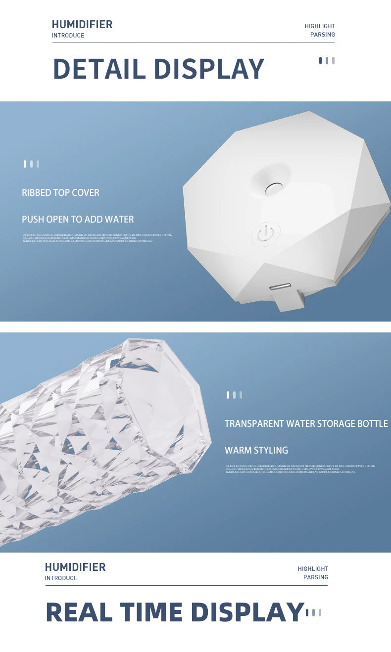 Evaporative air humidifier 500ML spray purifier perfume essential oil diffuser perfume spray night light humidifier