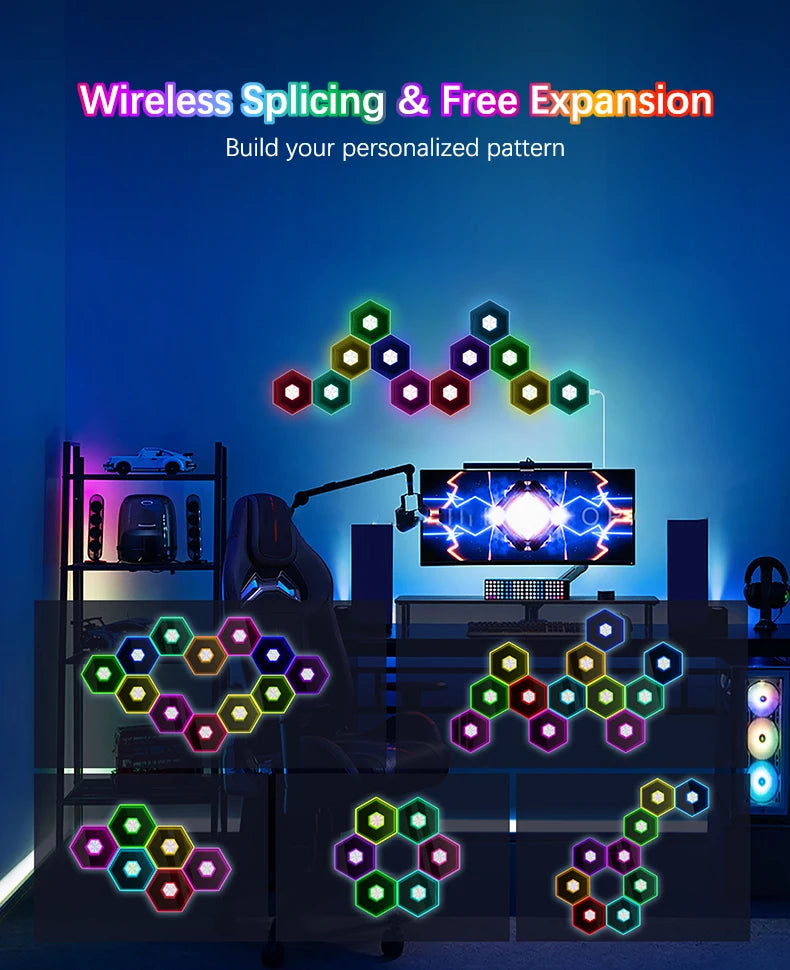 Bluetooth Quantum Lamp Smart App RGB Remote Control 5V Led Esports Atmosphere Light Background Wall Bedroom DIY Decor Wall Lamp